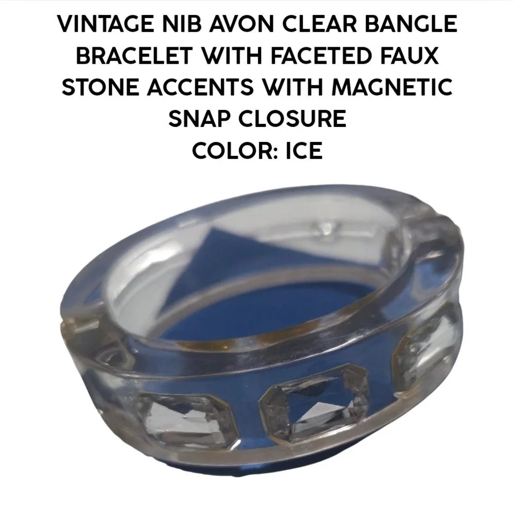 Avon Clear (Ice) Faceted Faux Stone Bangle Bracelet - Picture 1 of 7